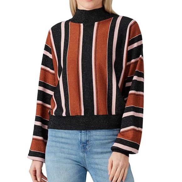 MINKPINK A Touch of Magic Sweater Striped Mock Neck XS - Picture 2 of 6